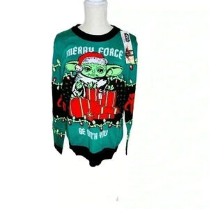 Star Wars Yoda Men’s Ugly Holiday Christmas Sweater Size Large